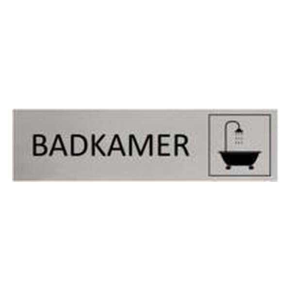 Aluminium Deurbordje Badkamer 165x45mm met tape Aluminium Deurbordje Badkamer 165x45mm met tape