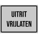 Uitrit Vrijlaten Bord | Antraciet | Kunststof | 330 x 245mm