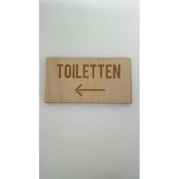Bordje Toiletten met pijl links - klein Bordje Toiletten met pijl links - klein