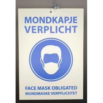 Bordje mondkapje verplicht zuignap 30x21cm