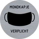 Deurbordje - mondkapje - verplicht - deurbord - rond met RVS look