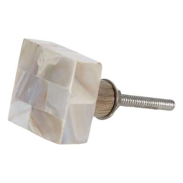 Clayre & Eef Deurknop 3*3 cm Beige Steen Vierkant Meubelknop Clayre & Eef Deurknop 3*3 cm Beige Steen Vierkant Meubelknop