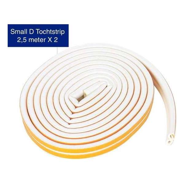 KD | Small D Tochtstrip | 2,5 meter X 2 | Water, vocht en wind werend | Wit Tochtband KD | Small D Tochtstrip | 2,5 meter X 2 | Water, vocht en wind werend | Wit Tochtband