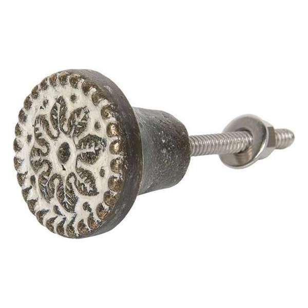 Clayre & Eef Deurknop Ø 3 cm Bruin, Wit Ijzer Rond Bloem Meubelknop Clayre & Eef Deurknop Ø 3 cm Bruin, Wit Ijzer Rond Bloem Meubelknop