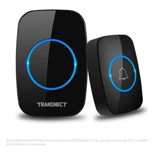 TRANSNECT Draadloze Deurbel met 1 Ontvanger - 60 Melodieën - 5 Volume - IP44 Waterdicht – met Batterij voor 2 Jaar TRANSNECT Draadloze Deurbel met 1 Ontvanger - 60 Melodieën - 5 Volume - IP44 Waterdicht – met Batterij voor 2 Jaar