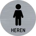 Deurbordje - toiletbord - herentoilet - bordje - heren - rond met RVS look
