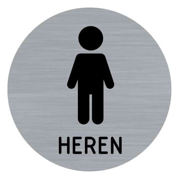 Deurbordje - toiletbord - herentoilet - bordje - heren - rond met RVS look Deurbordje - toiletbord - herentoilet - bordje - heren - rond met RVS look