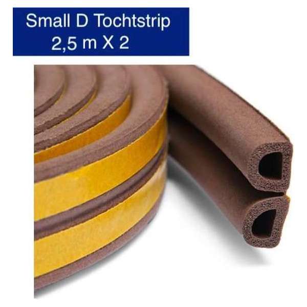 KD | Small D Tochtstrip | 2,5 meter X 2 | Water, vocht en wind werend | Bruin Tochtband KD | Small D Tochtstrip | 2,5 meter X 2 | Water, vocht en wind werend | Bruin Tochtband