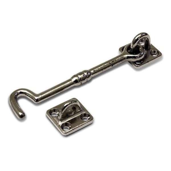 1x stuks kajuithaak / kajuithaken vernikkeld messing 7,5 cm - windhaken - deurvastzetters / raamvastzetters / raamhaakjes 1x stuks kajuithaak / kajuithaken vernikkeld messing 7,5 cm - windhaken - deurvastzetters / raamvastzetters / raamhaakjes