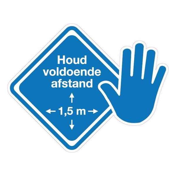 Sticker Corona "Houd 1,5 meter afstand"- 6cm blauw Sticker Corona "Houd 1,5 meter afstand"- 6cm blauw