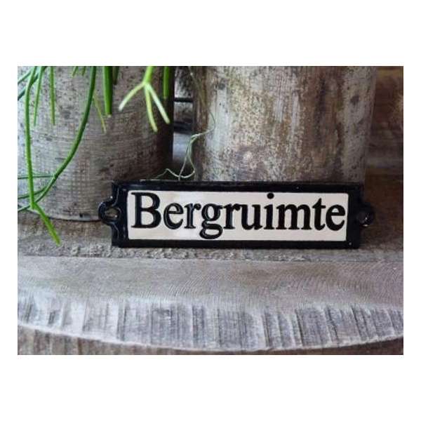 Emaille deurbordje recht 'Bergruimte' Emaille deurbordje recht 'Bergruimte'