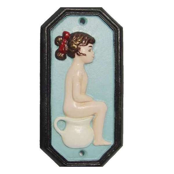 MadDeco - Setje gietijzeren toiletbordjes jongen en meisje - gietijzer blauw - toilet MadDeco - Setje gietijzeren toiletbordjes jongen en meisje - gietijzer blauw - toilet