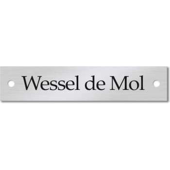 RVS Naamplaatje 145x30 mm met schroefgaten – Zelf Ontwerpen - Naamplaatje voordeur – Brievenbus naamplaatje – Goedkoop