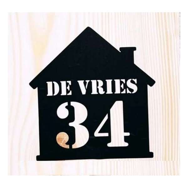 Van hout gemaakte naambord voordeur - 16x16cm - Huis Van hout gemaakte naambord voordeur - 16x16cm - Huis