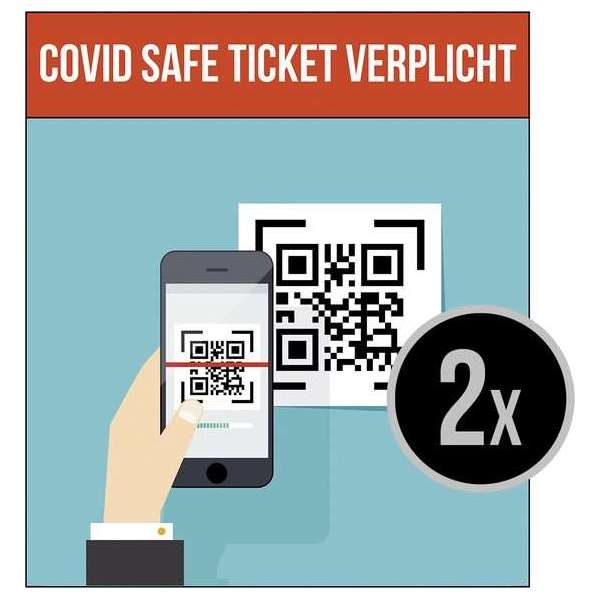 Borden | Pictogram | Covid Safe Ticket verplicht | Corona | QR code | 22 x 25 cm | 2 stuks Borden | Pictogram | Covid Safe Ticket verplicht | Corona | QR code | 22 x 25 cm | 2 stuks