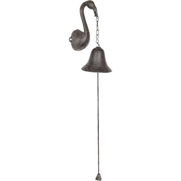 Clayre & Eef Ouderwetse Deurbel Gietijzer Flamingo 9*9*17 cm Bruin Ijzer Tuinbel Buitenbel Bel met Klepel Clayre & Eef Ouderwetse Deurbel Gietijzer Flamingo 9*9*17 cm Bruin Ijzer Tuinbel Buitenbel Bel met Klepel