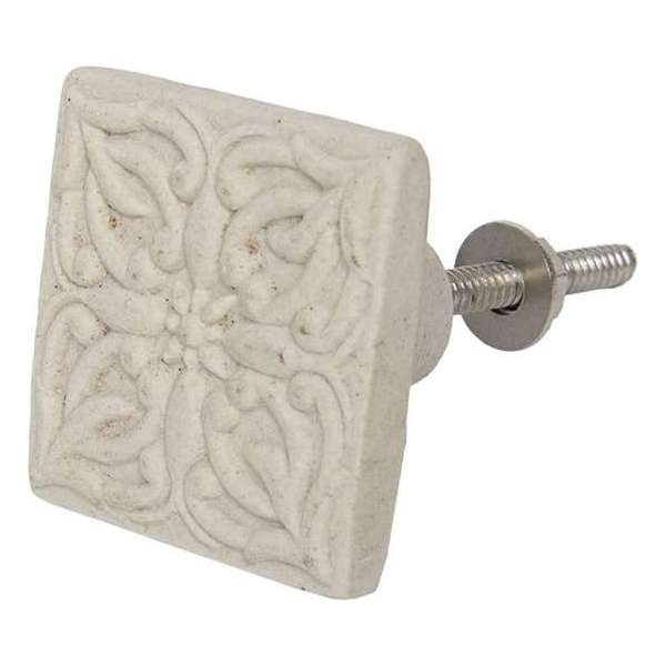Clayre & Eef Deurknop 4*4 cm Creme Keramiek Vierkant Meubelknop Clayre & Eef Deurknop 4*4 cm Creme Keramiek Vierkant Meubelknop