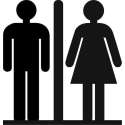 Toiletbordje dames & heren - 67 x 70mm  - zwart plexiglas - incl. dubbelzijdig 3M tape