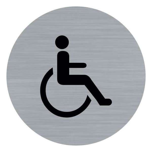 Deurbordje - toiletbord - invalidentoilet - bordje - invalide - rond met RVS look Deurbordje - toiletbord - invalidentoilet - bordje - invalide - rond met RVS look