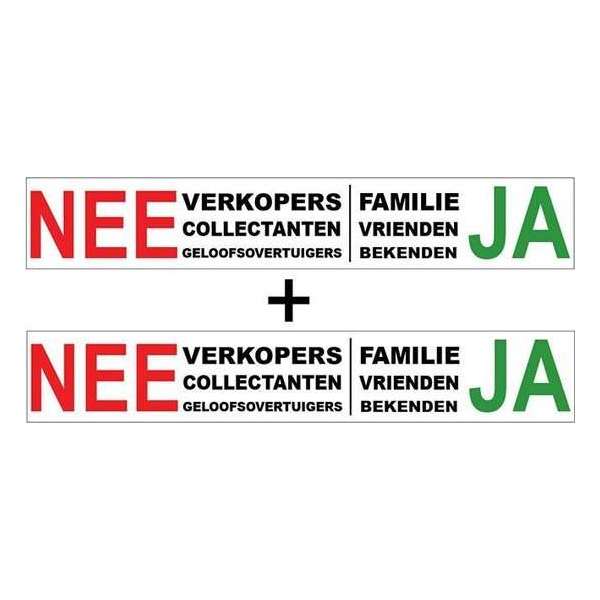 Brievenbussticker - Nee verkopers collectanten - Ja Familie Vrienden Bekenden - Promessa-Design. Brievenbussticker - Nee verkopers collectanten - Ja Familie Vrienden Bekenden - Promessa-Design.