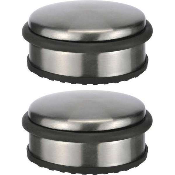 2x stuks deurstoppers rond metaal 10 x 4 cm - Deurstop/deurvastzetter 2x stuks deurstoppers rond metaal 10 x 4 cm - Deurstop/deurvastzetter