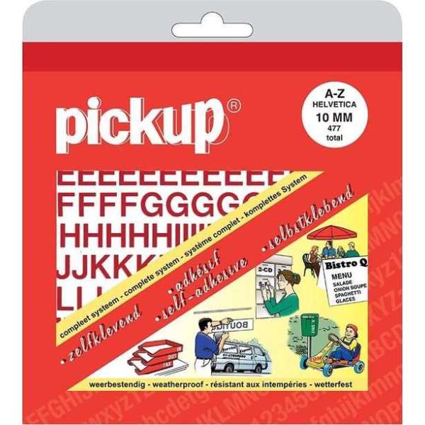 Pickup plakletters boekje helvetica 10mm letters rood Pickup plakletters boekje helvetica 10mm letters rood