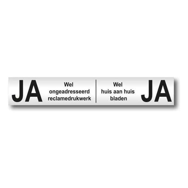 Ja Ja sticker brievenbus - Aluminium zwart - Ja sticker wel reclame - 150 mm x 25 mm x 0,5 mm - Promessa-Design. Ja Ja sticker brievenbus - Aluminium zwart - Ja sticker wel reclame - 150 mm x 25 mm x 0,5 mm - Promessa-Design.