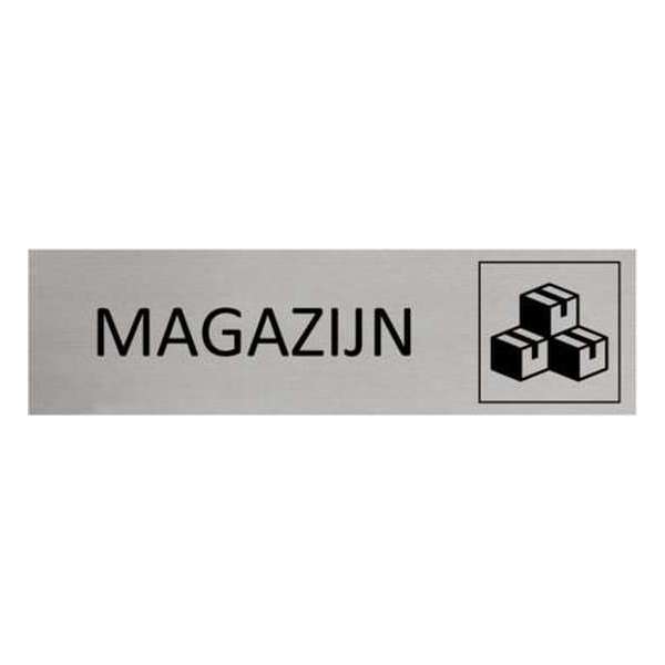 Aluminium Deurbordje Magazijn 165x45mm met tape Aluminium Deurbordje Magazijn 165x45mm met tape
