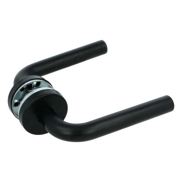 AMIG Deurklink RVS – 135x19mm Rond Rozet 53mm – Terugslagveer – Zwart AMIG Deurklink RVS – 135x19mm Rond Rozet 53mm – Terugslagveer – Zwart