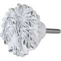 Clayre & Eef Deurknop Ø 4*3 cm Wit Ijzer Rond boom Meubelknop