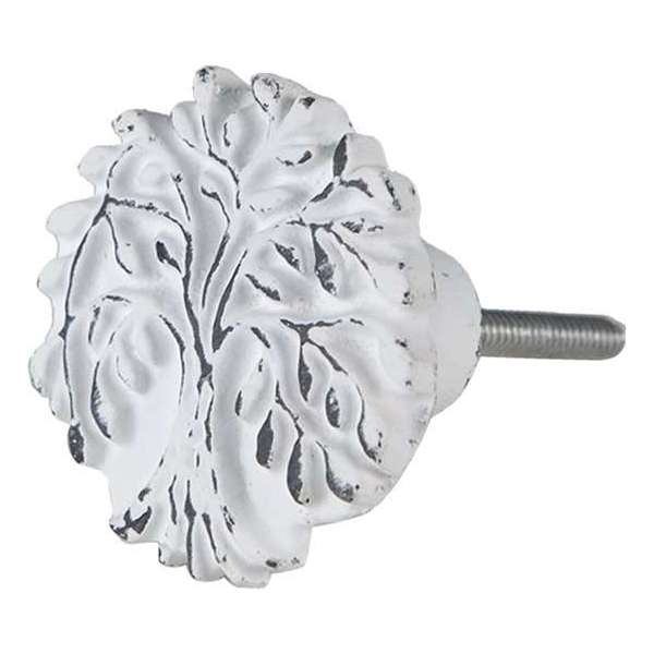 Clayre & Eef Deurknop Ø 4*3 cm Wit Ijzer Rond boom Meubelknop Clayre & Eef Deurknop Ø 4*3 cm Wit Ijzer Rond boom Meubelknop