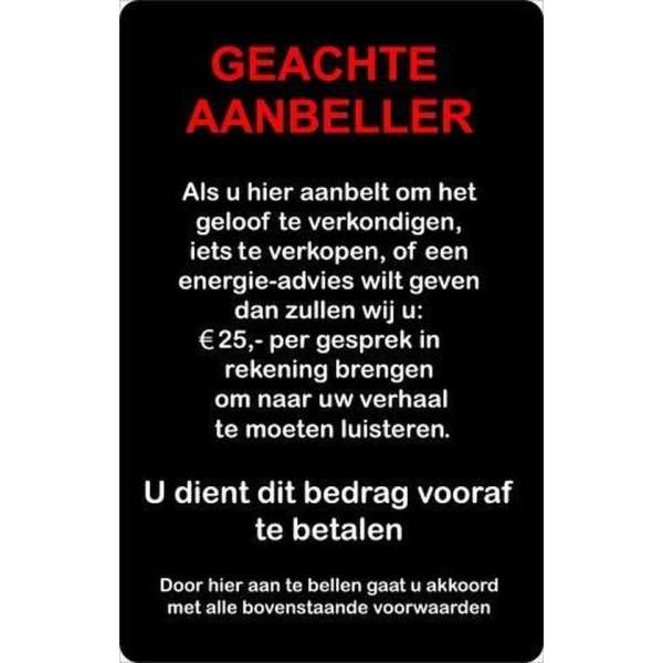 Brievenbussticker - Geachte aanbeller.... Brievenbussticker - Geachte aanbeller....