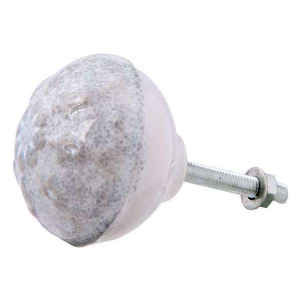 Clayre & Eef Deurknop Ø 4*3 cm Grijs, Wit Keramiek Rond Bloem Meubelknop Clayre & Eef Deurknop Ø 4*3 cm Grijs, Wit Keramiek Rond Bloem Meubelknop
