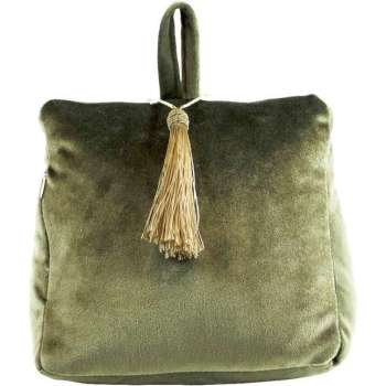 Fluwelen deurstopper mosgroen 17 x 10 x 18 cm - Deurstoppers