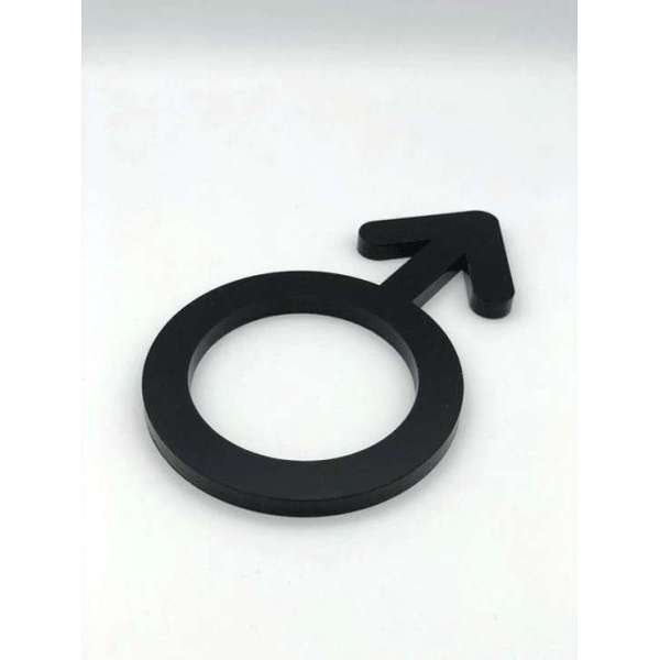 Toilet deur bordje pictogram man symbool 15 cm. Zwart acrylaat 8 mm. Bevestiging 3M plakstrip. Toilet deur bordje pictogram man symbool 15 cm. Zwart acrylaat 8 mm. Bevestiging 3M plakstrip.