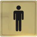 Heren toilet – zelfklevend Deurbordje Sticker - Gouden Aluminium – 14 x14cm