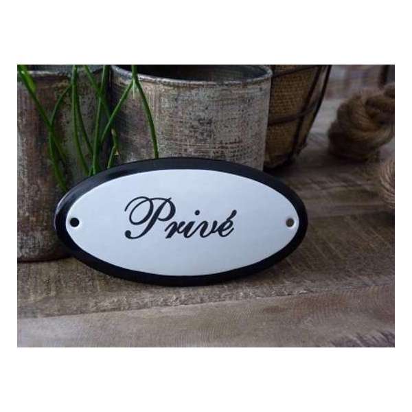 Emaille deurbordje ovaal 'Privé ' Emaille deurbordje ovaal 'Privé '