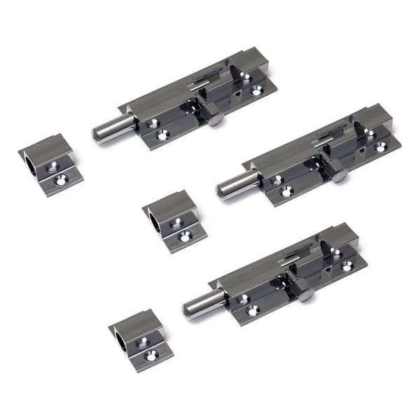 3x stuks profielgrendel - rolschuiven - messing verchroomd 6,6 x 2,5 cm 3x stuks profielgrendel - rolschuiven - messing verchroomd 6,6 x 2,5 cm
