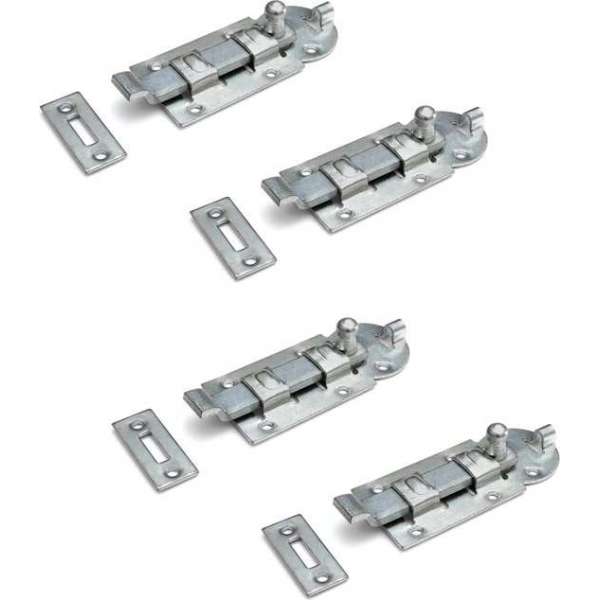 4x stuks rolschuif / rolschuiven met bocht staal verzinkt 4,4 x 10 cm - bochtmodel - profielrolschuiven / poortslot / hekgrendel 4x stuks rolschuif / rolschuiven met bocht staal verzinkt 4,4 x 10 cm - bochtmodel - profielrolschuiven / poortslot / hekgrendel