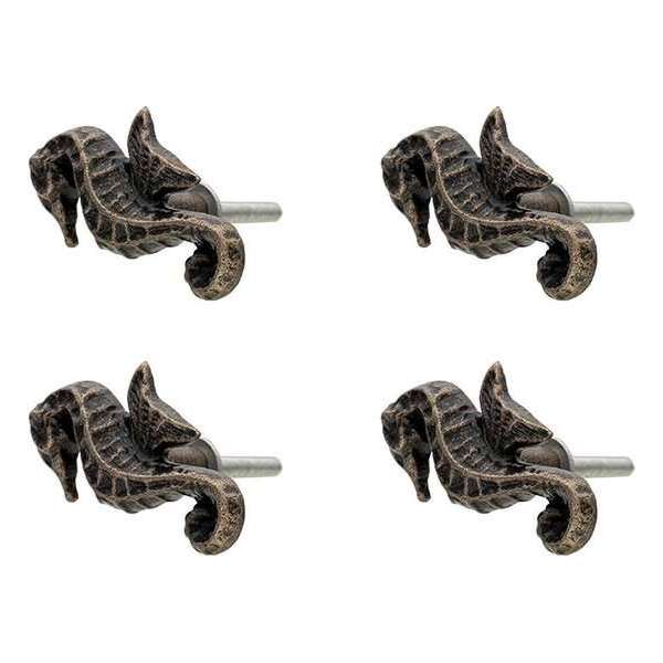Clayre & Eef Deurknop Set van 4 Zeepaardje 3*4*6 cm Zwart, Bruin Ijzer Meubelknop Clayre & Eef Deurknop Set van 4 Zeepaardje 3*4*6 cm Zwart, Bruin Ijzer Meubelknop