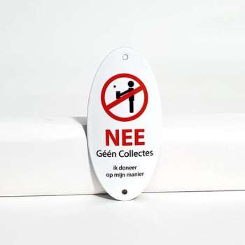 Geen collectes emaille bord - niet aanbellen - doneer op eigen manier