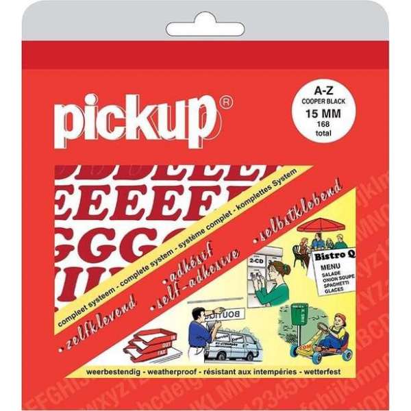 Pickup plakletters boekje CooperBlack rood - 15 mm Pickup plakletters boekje CooperBlack rood - 15 mm