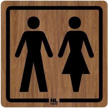 WC sticker man-vrouw 10x10 cm HOUTLOOK