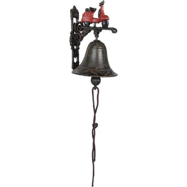 Clayre & Eef Ouderwetse Deurbel Gietijzer Scooter 13*10*16 cm Bruin Ijzer Tuinbel Buitenbel Bel met Klepel Clayre & Eef Ouderwetse Deurbel Gietijzer Scooter 13*10*16 cm Bruin Ijzer Tuinbel Buitenbel Bel met Klepel