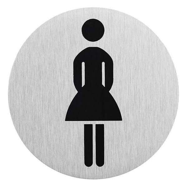 Aluminium deurbordje " pictogram dames WC " Ø75mm Aluminium deurbordje " pictogram dames WC " Ø75mm