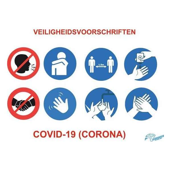 Veiligheidssticker Corona - Covid-19 - richtlijnen - hygiene maatregelen Veiligheidssticker Corona - Covid-19 - richtlijnen - hygiene maatregelen