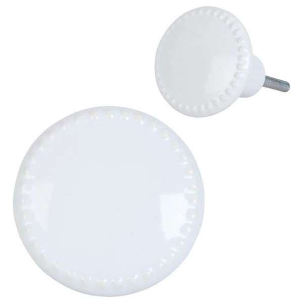 Clayre & Eef Deurknop Ø 4*4 cm Wit Keramiek Rond Bolletjes Meubelknop Clayre & Eef Deurknop Ø 4*4 cm Wit Keramiek Rond Bolletjes Meubelknop