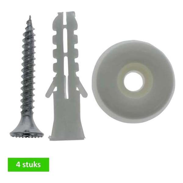TARROX stootdop rubber - wit - Ø 20 mm - inclusief schroef en plug - 4 STUKS TARROX stootdop rubber - wit - Ø 20 mm - inclusief schroef en plug - 4 STUKS