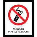 Bord ISO7010 Verboden mobiele telefoons 20 x 24 cm
