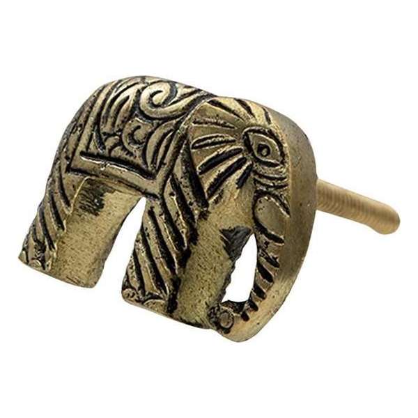 Clayre & Eef Deurknop Olifant 4*3*3 cm Goudkleurig Steen Meubelknop Clayre & Eef Deurknop Olifant 4*3*3 cm Goudkleurig Steen Meubelknop